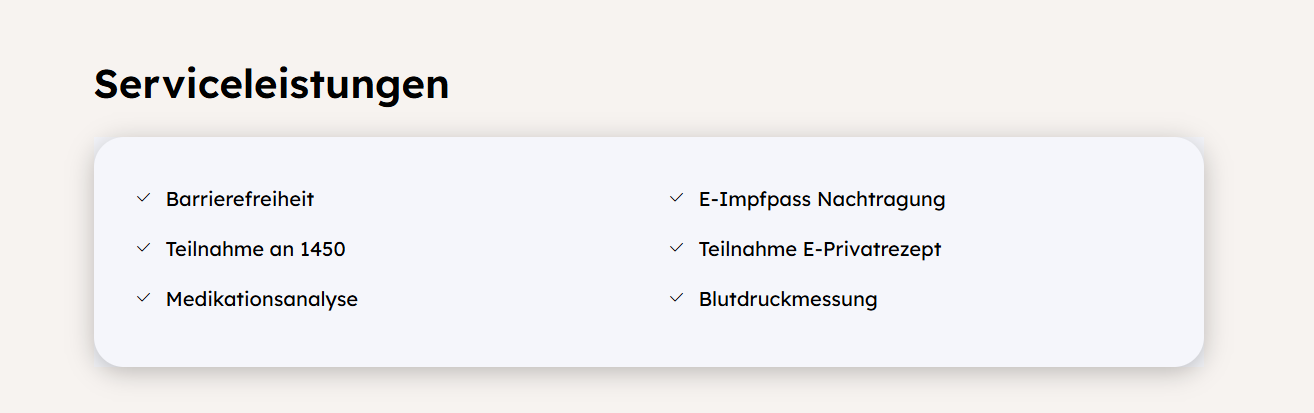 Screenshot Serviceleistungen